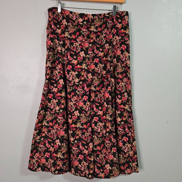 Vintage Womens 12 Floral A-Line Ruffle Midi Skirt Cottagecore 90's - Picture 3 of 8